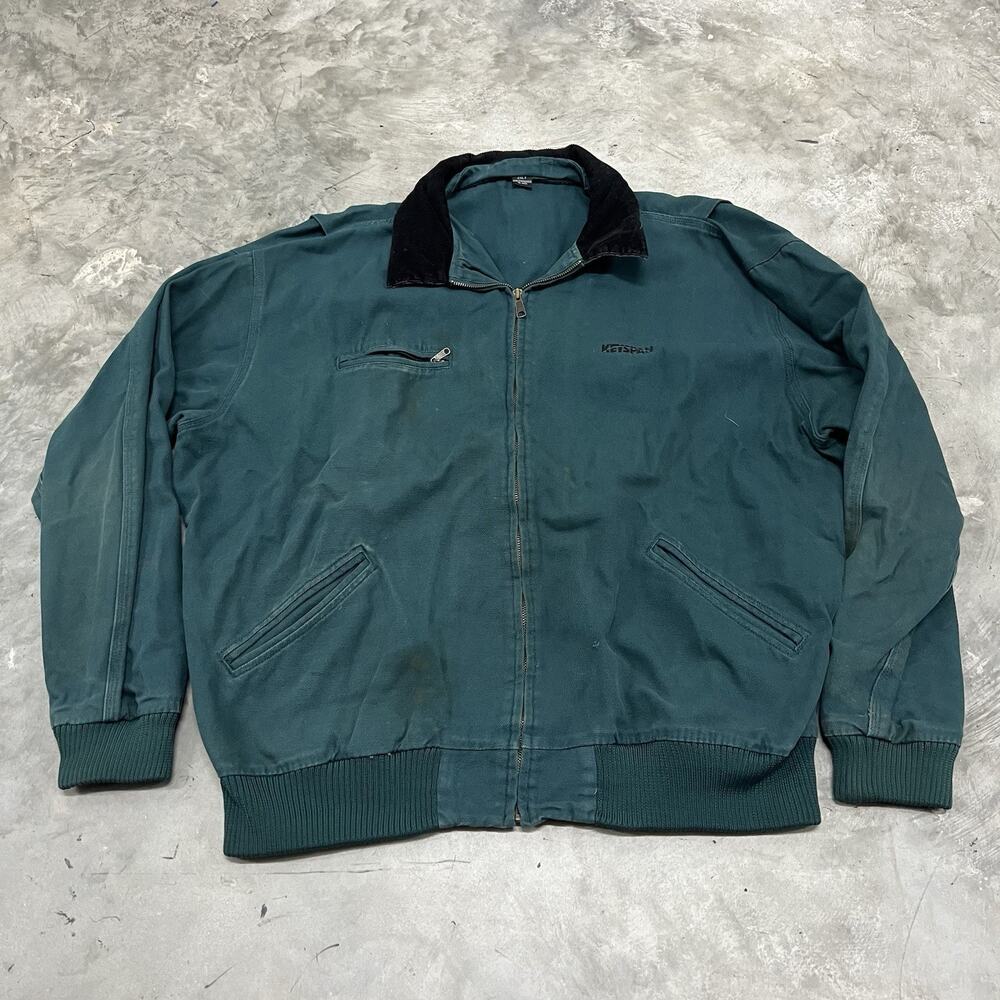 Tri Mountain Detroit Style Green Jacket Corduroy Collar Men 2XLT READ